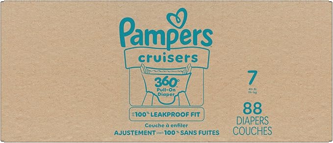 Pampers Diapers - Cruisers 360 - Size 7, 88 Count, Babyproof up to 100% Leakproof Pull-On Diaper