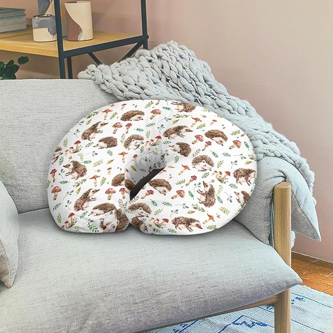 Hedgehog Nursing Pillow Cover Standard Size, Girls Baby, Mushroom Breast Feeding Pillow Super Soft Breathable Baby Shower Pillow Covers