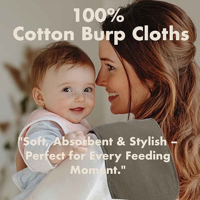 Muslin Burp Cloths 20" x 10",100% Cotton Pack of 6r, Extra Soft and Absorbent,Suitable for both boys and girls