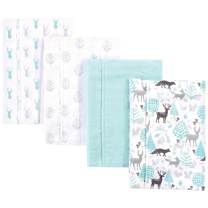 Hudson Baby Unisex Baby Cotton Flannel Burp Cloths, Linocut Woodland Neutral, One Size