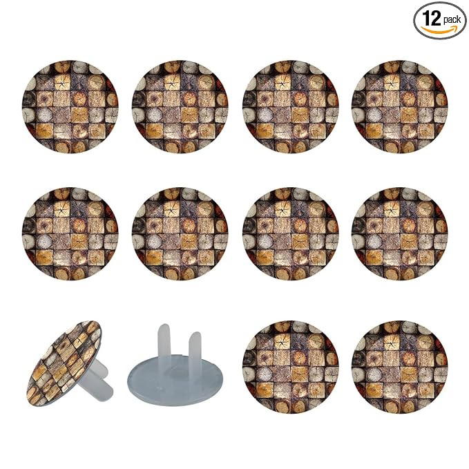 Outlet Covers (12/24 Pack)– Various Wooden (1) Outlet Plug Covers – Baby Safety Child Proof