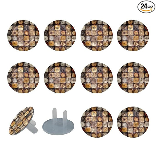 Various Wooden (1) Outlet Covers Baby Proofing Safe & Secure Electric Plug Protectors | Socket Covers for Home & Office