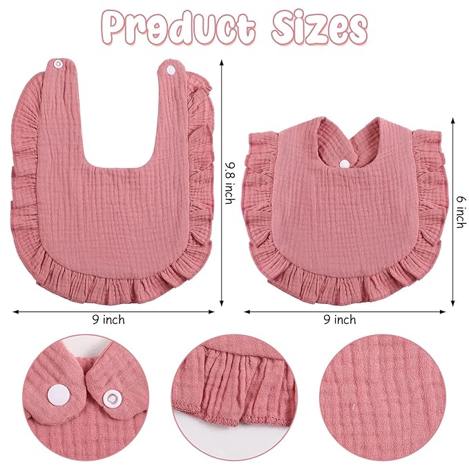 JaGely 12 Pieces Baby Muslin Bibs Bandana Drool Bibs for Boys and Girls Soft Adjustable Baby Cotton Teething and Drooling for Newborn Toddler Infant