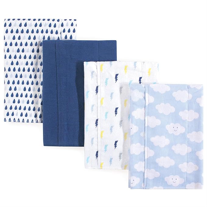 Luvable Friends Cotton Poly Flannel Burp Cloths Multipack, Boy Clouds 8-Pack, One Size