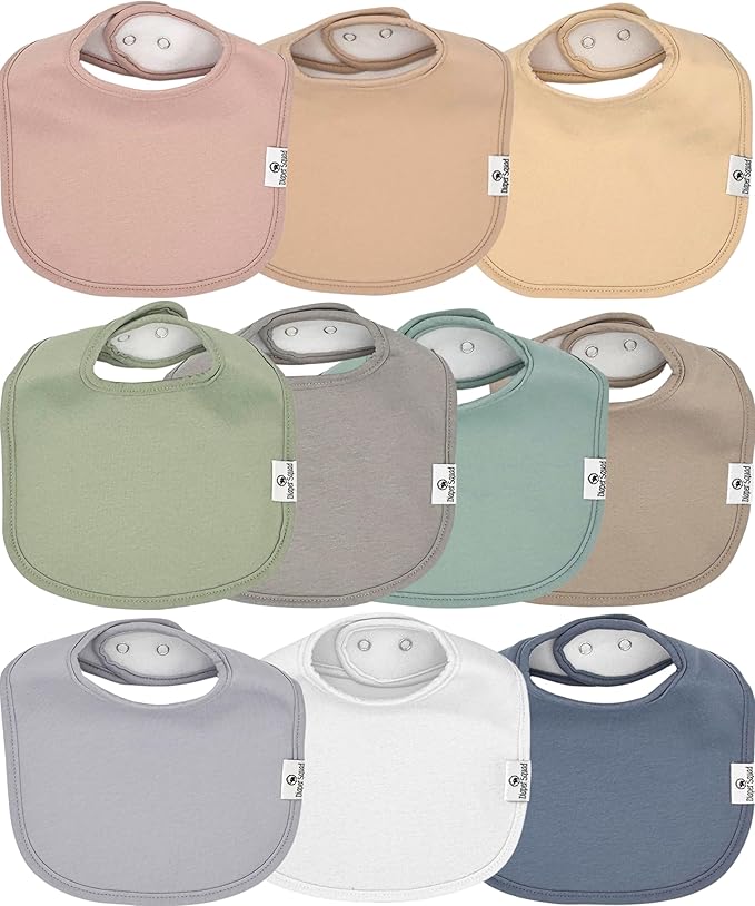 DiaperSquad's 100% Organic Cotton Baby Drool Bibs, Super Absorbent & Adjustable Baby Bibs for Drooling and Teething
