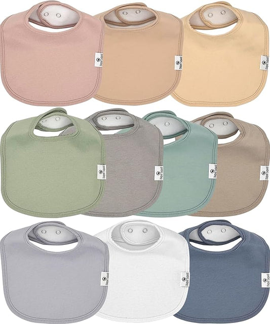 DiaperSquad's 100% Organic Cotton Baby Drool Bibs, Super Absorbent & Adjustable Baby Bibs for Drooling and Teething
