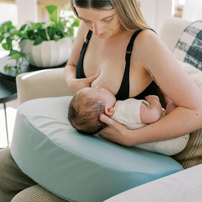 Dr. Brown's Nursing Pillow with Washable Cover, Breastfeeding Lap Support Pillow, Premium Memory Foam, Firm and Responsive, Green/Beige, 2-Pack