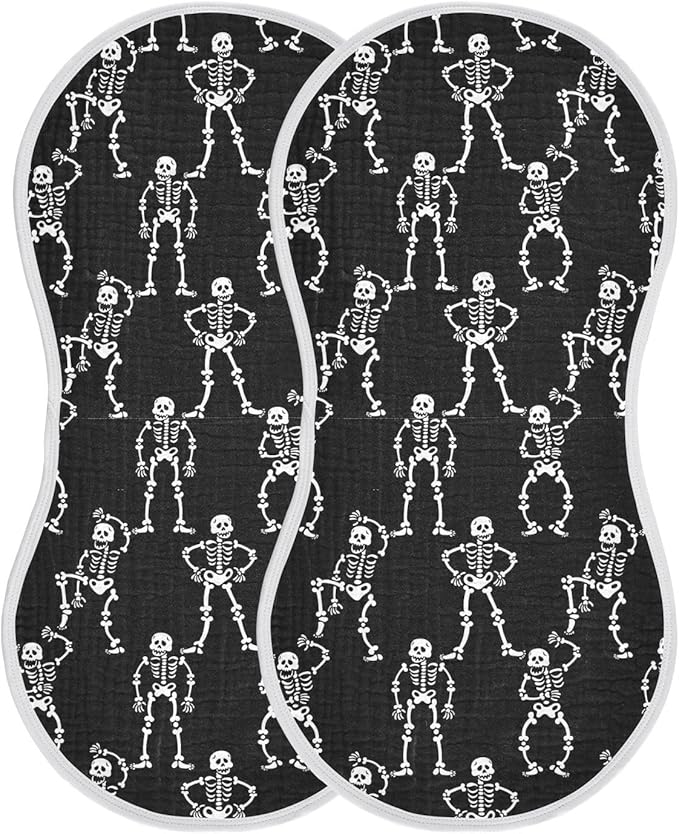 vvfelixl Baby Burp Cloths Halloween Skeletons Baby Newborn Cotton Burping Cloths Set Baby Washcloths 4 Pack