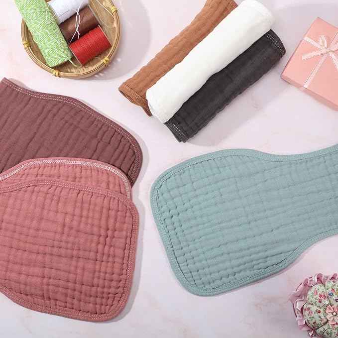 Frienda 6 Pieces Baby Muslin Burp Cloths Large 9 x 20 Inch 6 Layer Burp Cloth Multi Colors Muslin Washcloths Diapers Newborn Face Towels for Baby Boy Girl Unisex(Colorful)