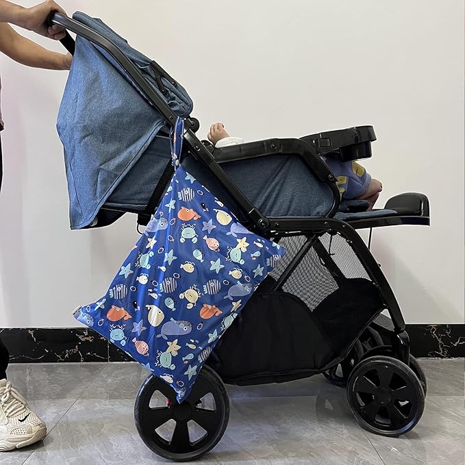 Wet Bag,2 pcs Baby Wet Dry Cloth Diaper Bags,Washable, Reusable for Travel, Stroller, Pool,Beach, Wet Swimsuits,Dirty Gym Clothes, Toiletries, Toys,Mommy Bag (Color 23)