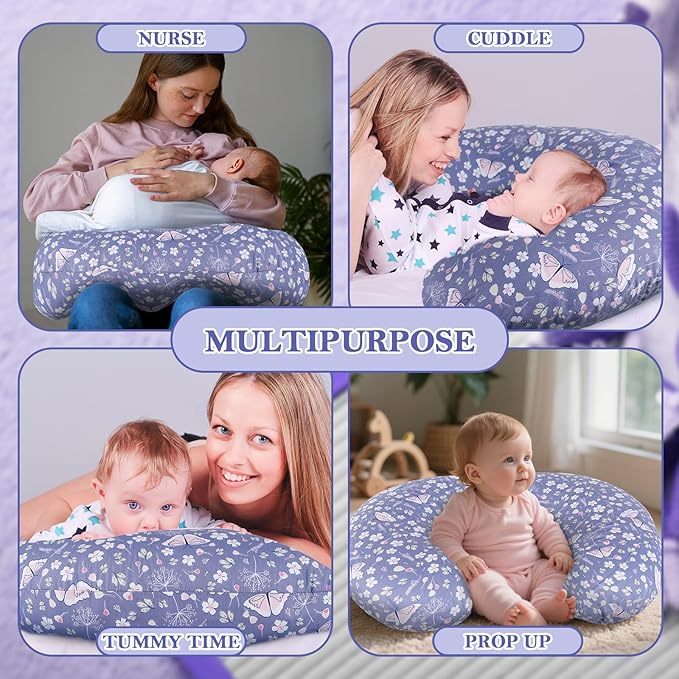 Nursing Pillow & Breastfeeding Pillow – Ergonomic C-Shape for Breastfeeding & Bottle Feeding, Standard Size Breathable with Washable Cover, Hypoallergenic,Tummy Time & Sitting Support (0-12Months)