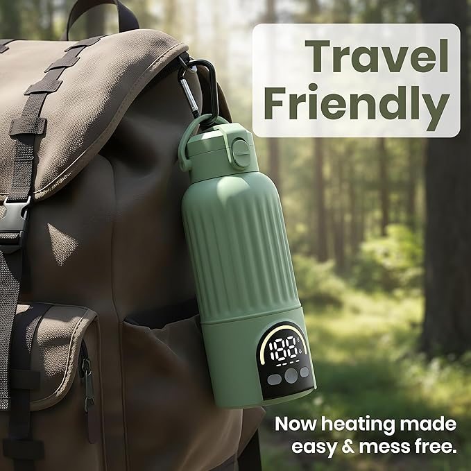 Portable Bottle Warmer for Travel - 140W Ultra-Fast Baby Bottle Warmer & Milk Warmer | 500ml Travel Bottle Warmer with 316 Stainless Steel & Temp Control - Portable Milk Warmer for Breastmilk Formula