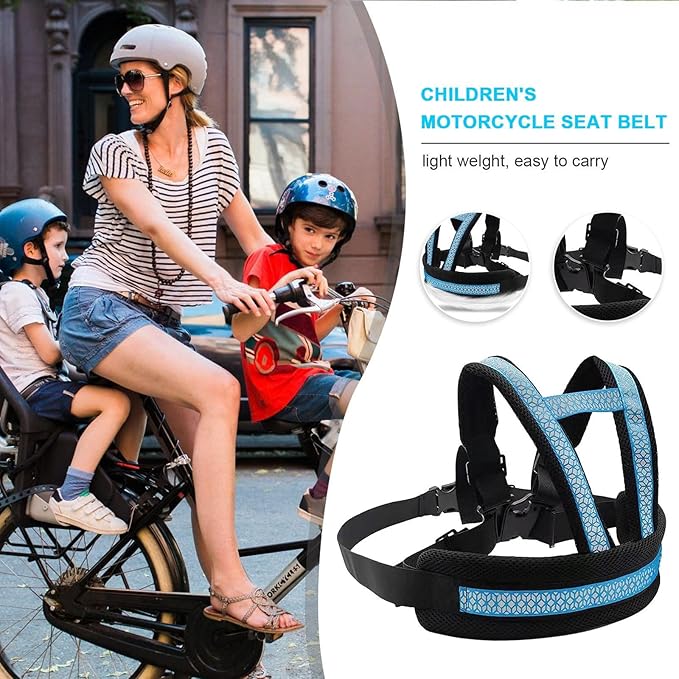 Clobeau Child Motorcycle Safety Harness Reflective Strip Antifall Child Safety Harness for Kid 2-12Year Bike Safety Belt