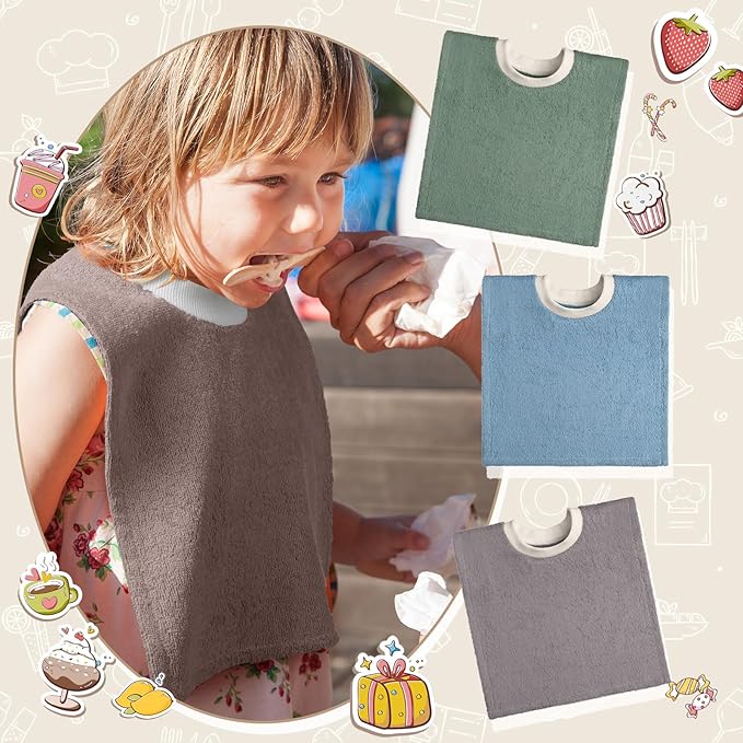 Foaincore 6 Pcs Pullover Baby Bibs Cotton Terry Toddler Absorbent Infant for Feeding and Drooling Towel Bib (Bright Color)