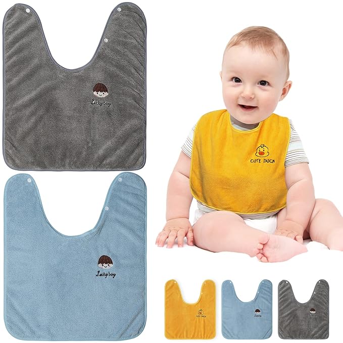 Baby Bibs for Girls or Boys, Toddler Bibs for Feeding (blue yellow grey)