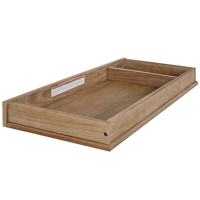 Evolur Mini Changing Tray in Barnwood – Solid Wood Dresser Changing Station with Safety Brackets and Storage Compartments – Converts Dresser into Baby Changing Topper, Easy Assembly, ASTM Certified