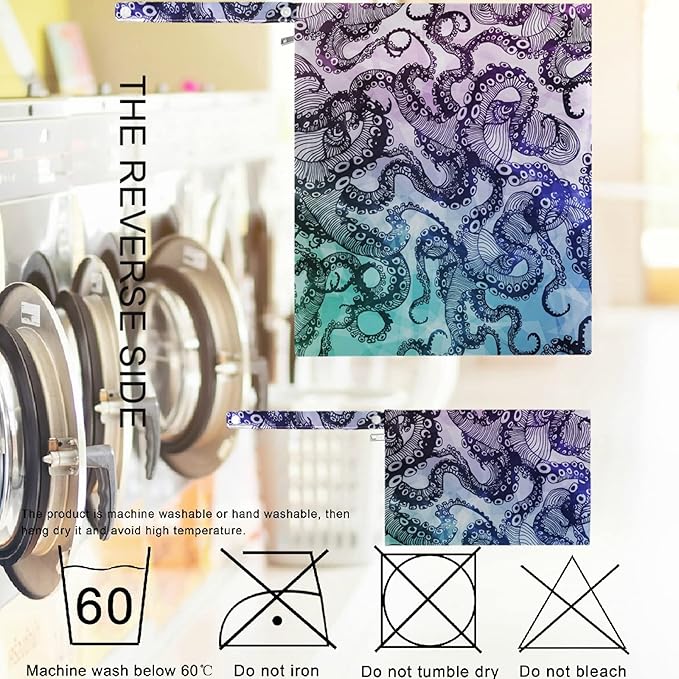 visesunny Abstract Octopus Hipster 2Pcs Wet Bag with Zippered Pockets Washable Reusable Roomy Diaper Bag for Travel,Beach,Daycare,Stroller,Diapers,Dirty Gym Clothes,Wet Swimsuits,Toiletries