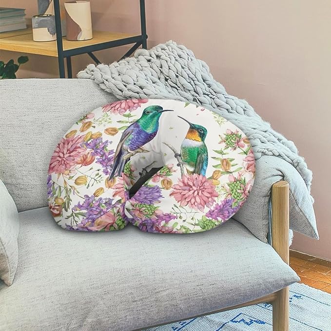 Hummingbird Flower Nursing Pillow Cover Skin-Friendly Durable Breastfeeding Pillows Cover with Hidden Zipper Easy to Put On & Remove Feeding Pillow Case for Home Sofa Decor