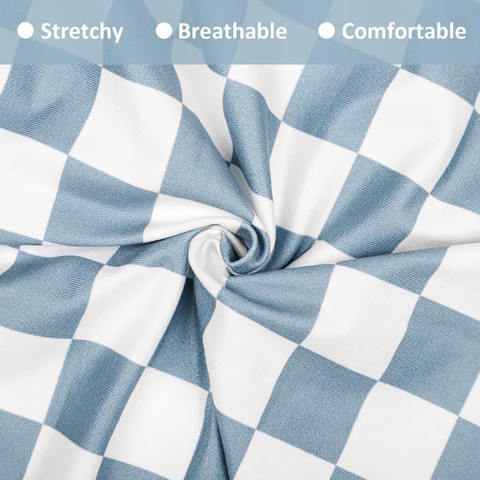 DILIMI Nursing Pillow Cover, Stretchy Removable Case for Breastfeeding Pillows, Ultra Soft Comfortable Slipcover for Baby Girl and Boy, Blue Checkerboard