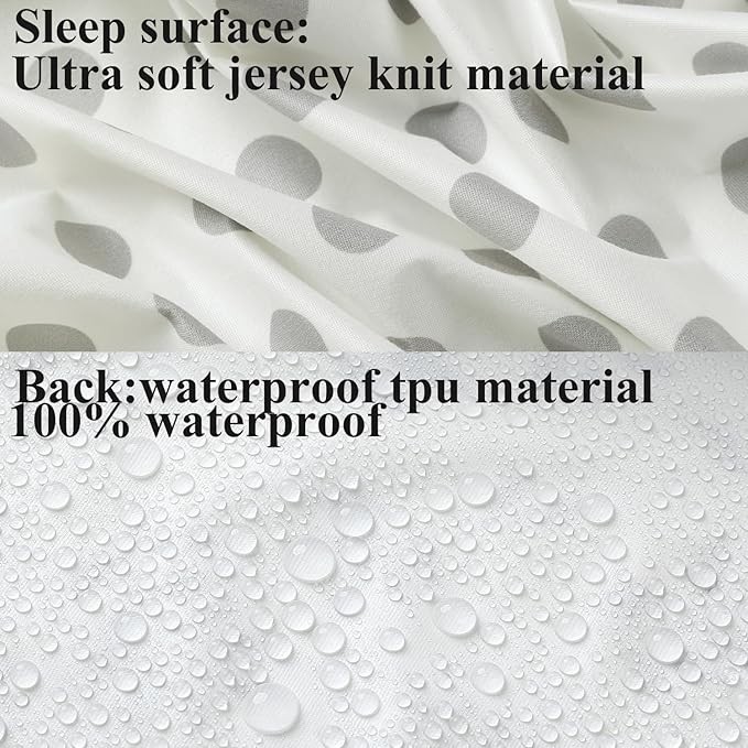 Fadacudan Waterproof Bassinet Sheet Compatible with Pack n-Play Dome LX Bassinet(not playard), 2 Pack Jersey Knit Super Soft for Baby Grey Stripes & Polka Dots