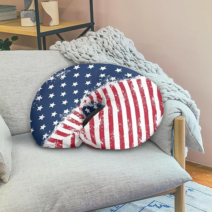 American Flag Washable Nursing Pillow Case for Newborn Soft Comfortable Breastfeeding Nursing Pillow Slipcover with Hidden Zipper, Easy to Put On & Take Off for Home Decor