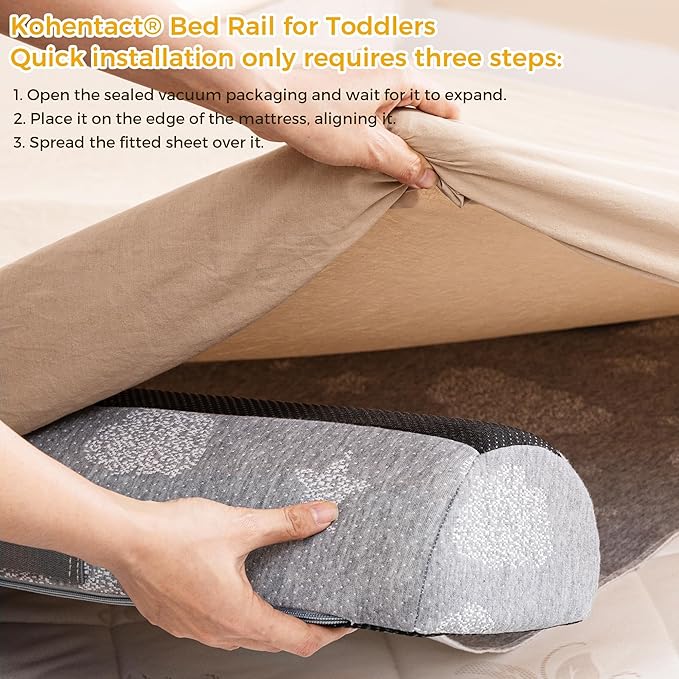 Bed Rail Bumpers for Toddlers with Pad - Foam Foldable Bed Bumper Guard with Dual Non-Slip Pads Waterproof Washable Soft Removable Cover Safe Bed Rail for Toddlers, Kids Senior
