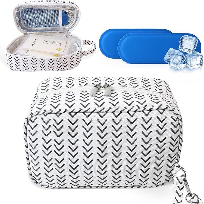 Breastmilk Cooler Bag with Ice Packs – Insulated Travel Bag for Breast Milk Storage – Keeps Milk Cold up to 8 Hours – Portable for Nursing Moms, Daycare, Work, and Travel with Detachable Wrist Strap