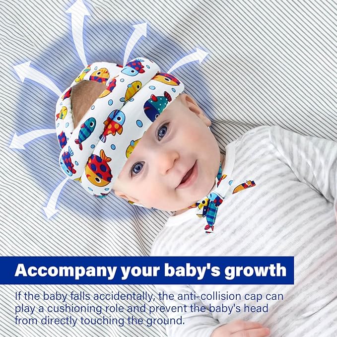 Baby Safety Helmet Baby Head Protector No Bumps for Running Walking Crawling, Safety Head Adjustable Protective Cap Headguard Hat