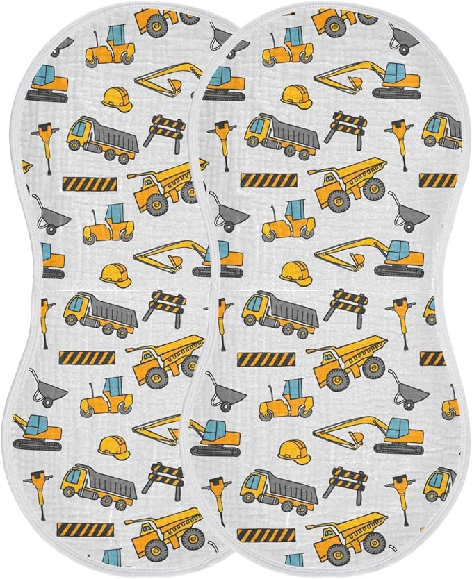 vvfelixl Baby Burp Cloths Construction Truck Pattern Baby Newborn Cotton Burping Cloths Set Baby Washcloths 4 Pack