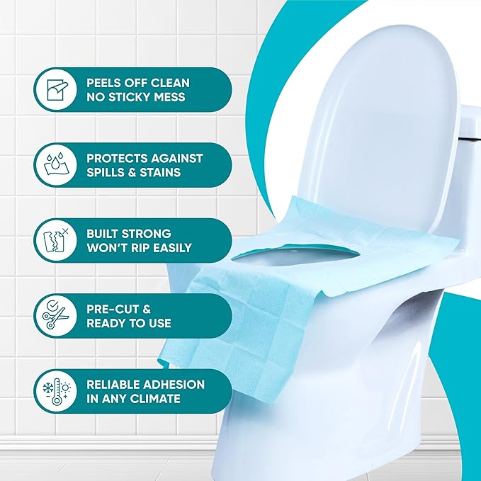 Pack 60 X-Large Disposable Toilet Seat Covers PE Material | Travel Toilet Seat Covers for Adults and Potty Training, Premium Toilet Seat Liners for Public Restrooms