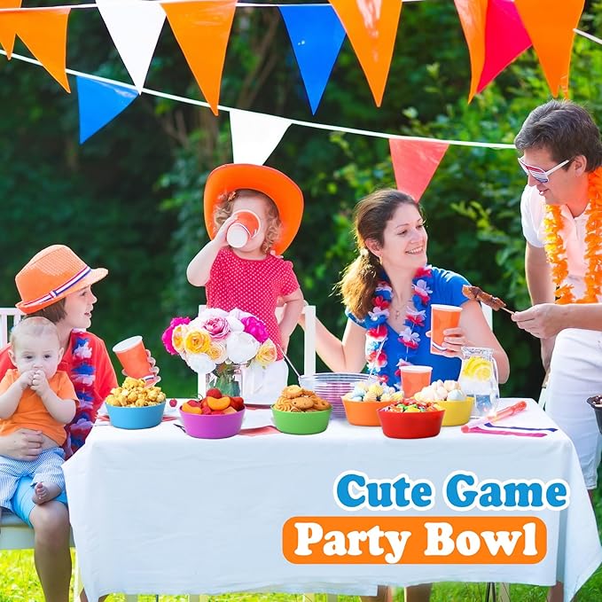 Foaincore Kids Plastic Bowls 10 oz Cereal Snack Microwave Dishwasher Safe Toddler Bowls Kids Colorful Snack Children Salad Dessert Soup Supplies(72 Pcs)