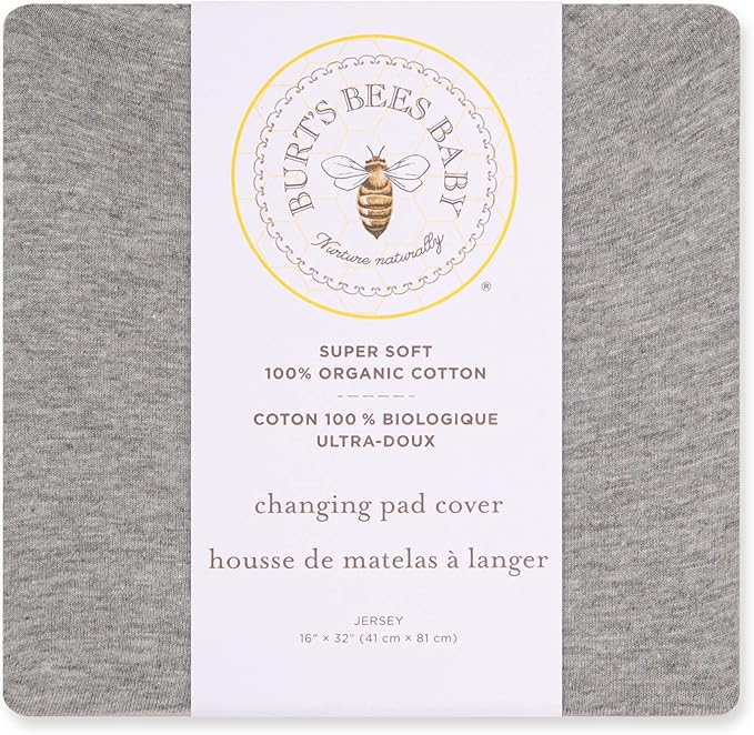 Burt's Bees Baby Unisex Baby Gift Set - Crib Sheet, Changing Pad Cover & Burp Cloths, 100% Organic Cotton Essentials Bundle