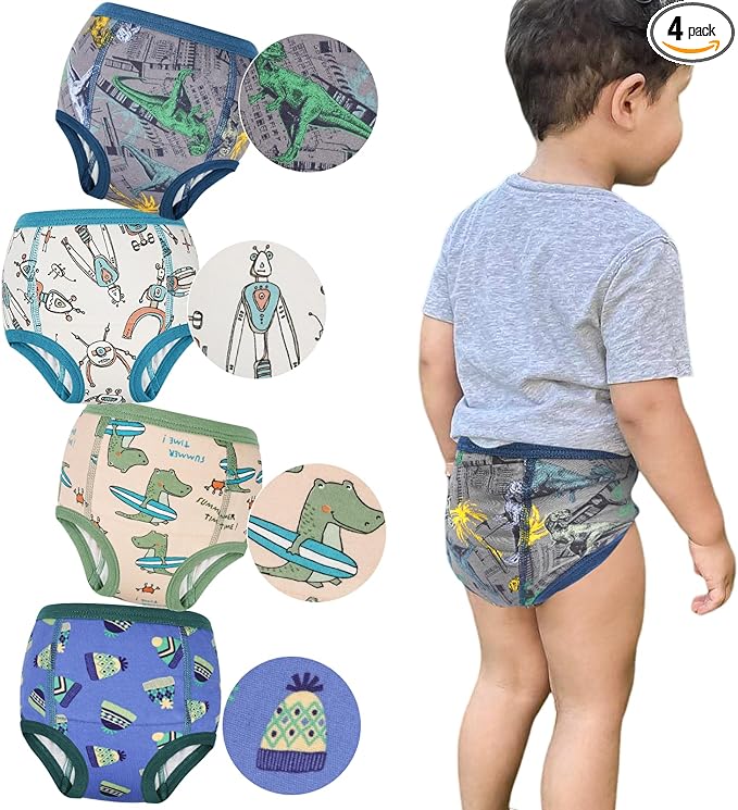 MooMoo Baby Absorbent Potty Training Underwear 4 Packs Cotton Training Pants for Boys 8T