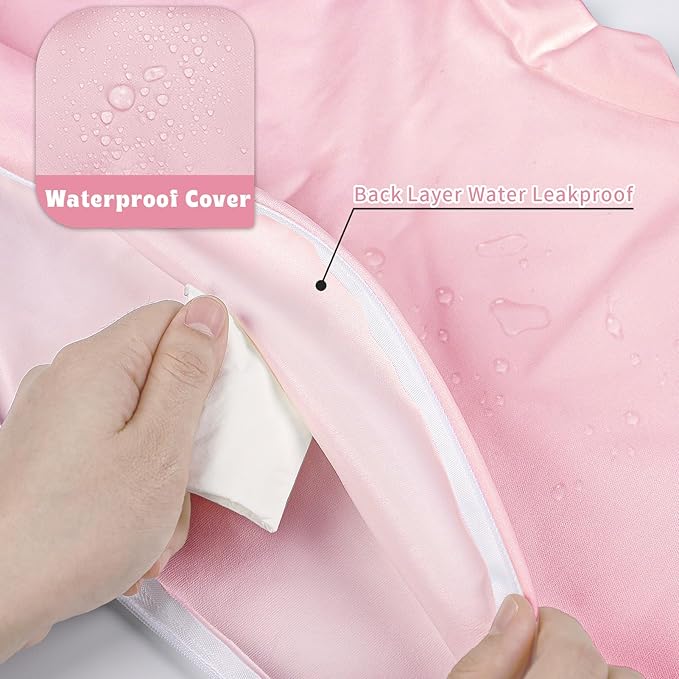 Hooyax Baby Waterproof Nursing Pillow Cover, Stretchy Nursing Covers for Breastfeeding Pillows, Adorable Infant Feeding Pillow Slipcover for Baby Boy and Girls (Pink)