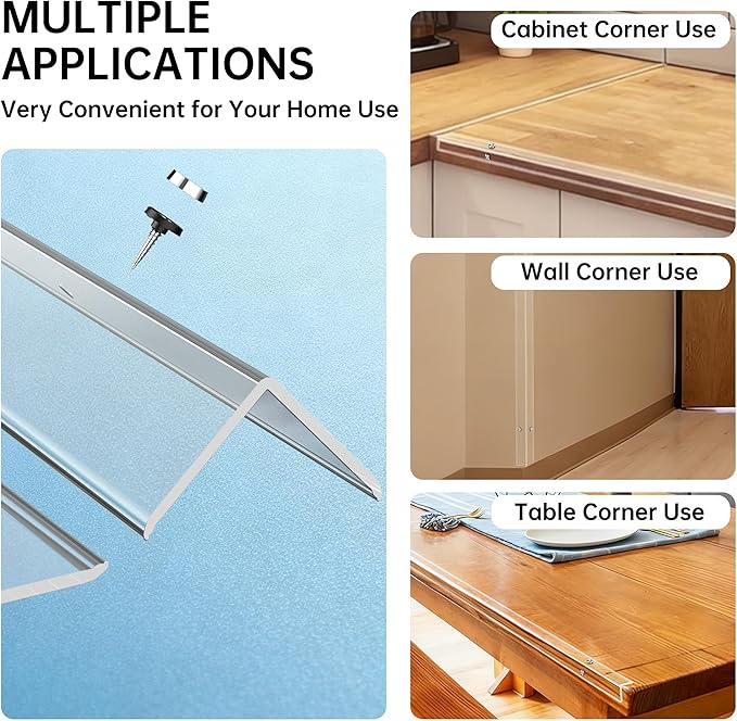 CHIDU Corner Guard, Pre-Drilled Clear Wall Corner Protector with Screws, L-Shaped Thickened Edge Protection for Sharp Wall, Door Frame, Table, Countertop - 4 PCS x 47.2" L x 1.57" W