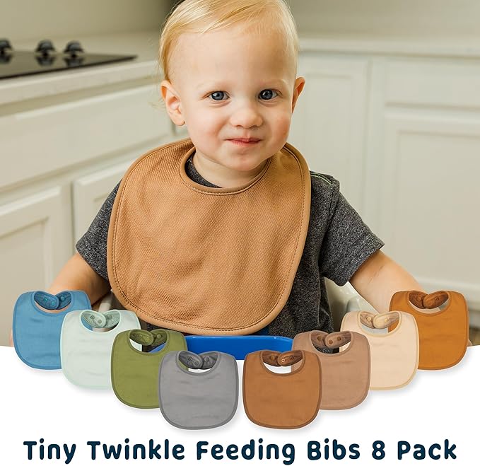 Tiny Twinkle Baby Feeding Bibs - Waterproof and Absorbent Infant Drool and Feeding Baby Bibs