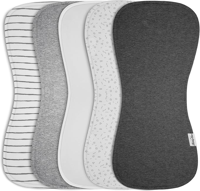KiddyStar 5-Pack Burp Cloths – Organic Cotton, Soft, Large & Absorbent 3-Layer Towels for Newborns – Essential for Feeding & Spit-Up