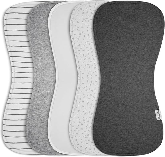 KiddyStar 5-Pack Burp Cloths – Organic Cotton, Soft, Large & Absorbent 3-Layer Towels for Newborns – Essential for Feeding & Spit-Up