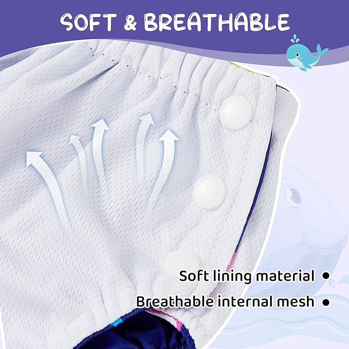Durio Reusable Swim Diapers for Baby Toddler Newborn Washable Water Diapers for Swimming Beach Essentials