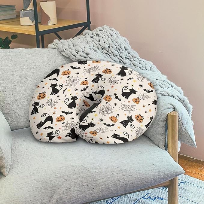 Cats Cobweb Nursing Pillow Cover for Infant Removable Neutral Breastfeeding Pillow Cover with Hidden Zipper Soft Stretchy Breastfeeding Pillow Slipcover for Halloween