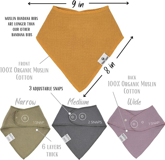 DiaperSquad's 100% Organic Cotton Baby Drool Bibs, Super Absorbent & Adjustable Baby Bibs for Drooling and Teething
