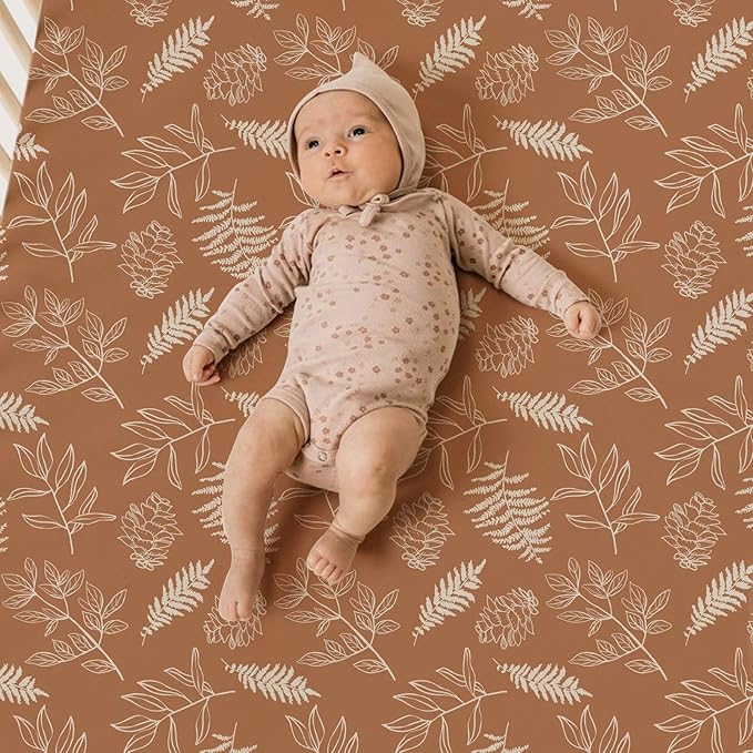 BROLEX Baby Fitted Crib Sheets: Kid Crib Sheets - Set of 2 for Toddler Standard Size Crib Mattress for Boys and Girls - Jersey Knit Crib Bed Sheets Squirrel&Foliage
