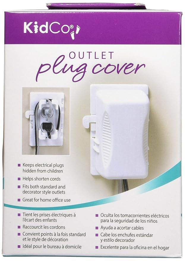 KidCo Outlet Plug Cover S211, White, Baby Safety Electrical Outlet Cover Box Childproof Large Plug Cover for Babyproofing Outlets Easy to Install & Use