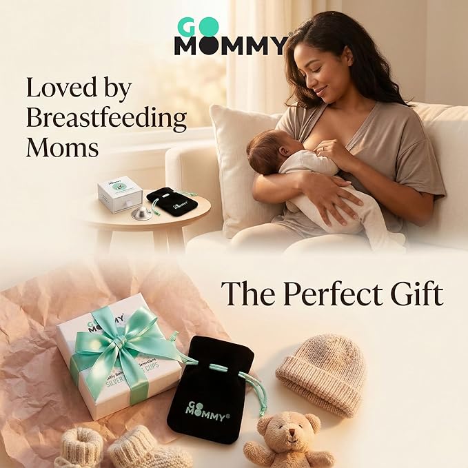 Go Mommy 999 Pure Solid Silver Nursing Cups — Nipple Covers for Breastfeeding, Nipple Shields for Nursing Newborn, Nickel-Free Breastfeeding Essentials, Regular Size