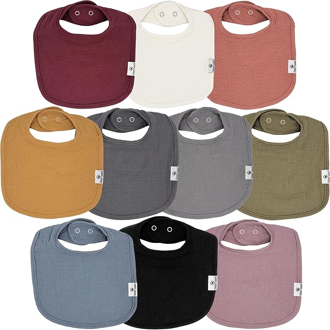 DiaperSquad's 100% Organic Cotton Baby Drool Bibs, Super Absorbent & Adjustable Baby Bibs for Drooling and Teething