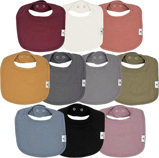 DiaperSquad's 100% Organic Cotton Baby Drool Bibs, Super Absorbent & Adjustable Baby Bibs for Drooling and Teething