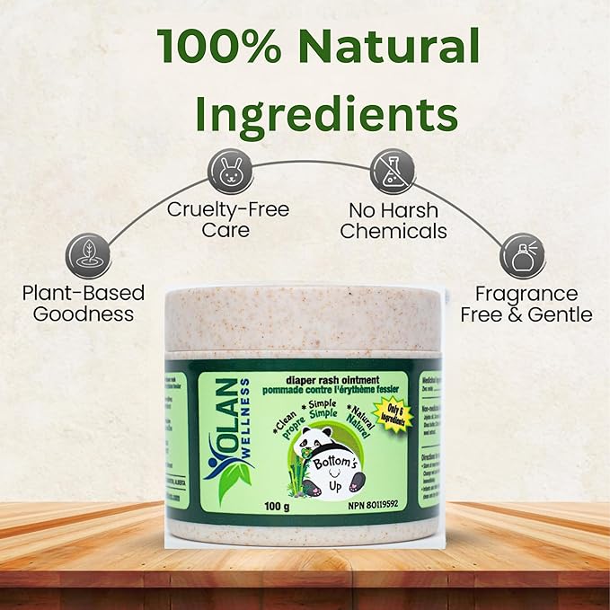 Bottoms Up Diaper Rash Ointment by Olan Wellness – Thick Zinc Oxide Barrier Cream, Melts on Contact, Helps Soothe & Protect Sensitive Skin, Baby Balm for Newborns & Toddlers