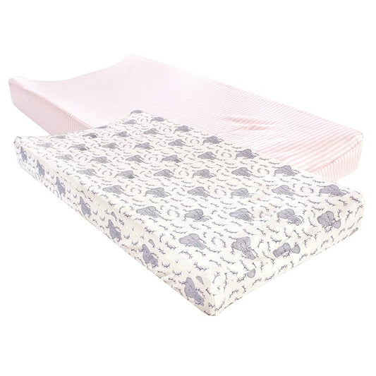 Touched by Nature Unisex Baby Organic Cotton Changing Pad Cover, Girl Elephant, One Size
