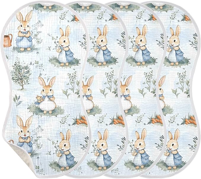 vvfelixl Peter Bunny Friend Burp Cloths for Baby Boy Girls Baby Washcloths Burp Rags 1 Pack