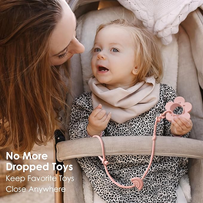 Andy Bear Toy Straps for Kids Toy Safety Straps Silicone High Chair Toys Straps Toddler Bottle Straps for Strollers, High Chair, Car Seat, Stroller Accessories-Shifting Sand